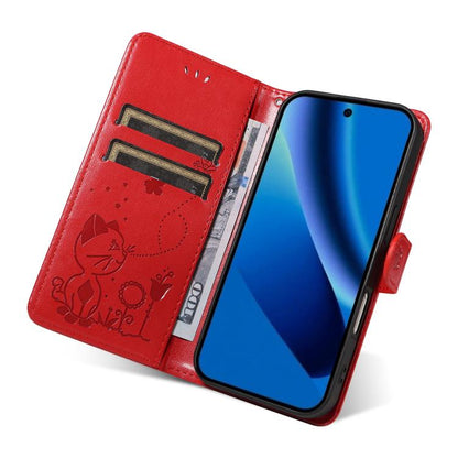 Cat and Bee Embossed Flip Leather Phone Case, For Google Pixel 10a, For Google Pixel 10 Pro XL 5G Global, For Google Pixel 10 / 10 Pro Global