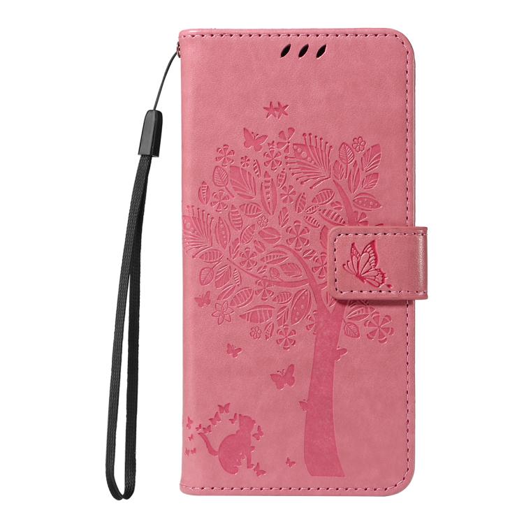 Tree & Cat Embossed Pattern Flip Leather Phone Case, For Google Pixel 10a, For Google Pixel 10 Pro XL 5G Global, For Google Pixel 10 5G / 10 Pro 5G Global
