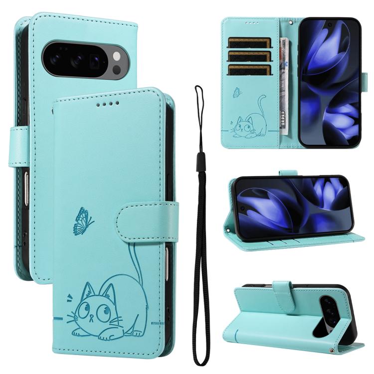 Adorable Cat Embossed Pattern Flip Leather Phone Case, For Google Pixel 10a, For Google Pixel 10 Pro XL 5G Global, For Google Pixel 10 / 10 Pro Global