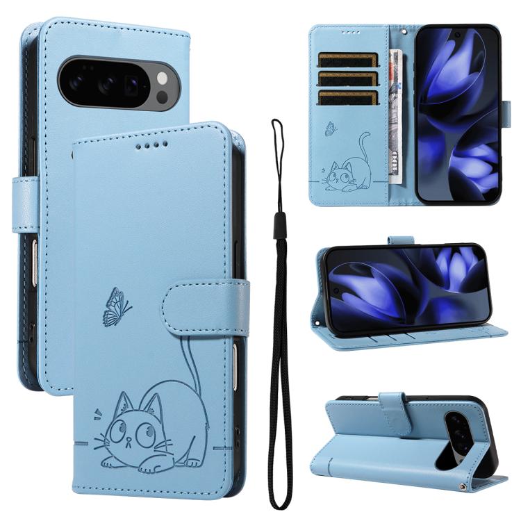 Adorable Cat Embossed Pattern Flip Leather Phone Case, For Google Pixel 10a, For Google Pixel 10 Pro XL 5G Global, For Google Pixel 10 / 10 Pro Global