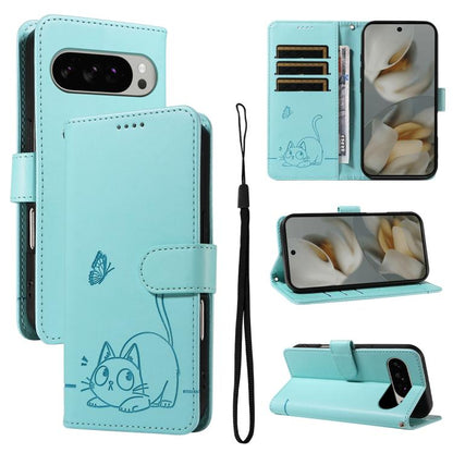 Adorable Cat Embossed Pattern Flip Leather Phone Case, For Google Pixel 10a, For Google Pixel 10 Pro XL 5G Global, For Google Pixel 10 / 10 Pro Global