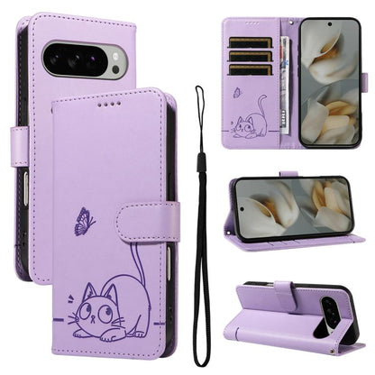 Adorable Cat Embossed Pattern Flip Leather Phone Case, For Google Pixel 10a, For Google Pixel 10 Pro XL 5G Global, For Google Pixel 10 / 10 Pro Global