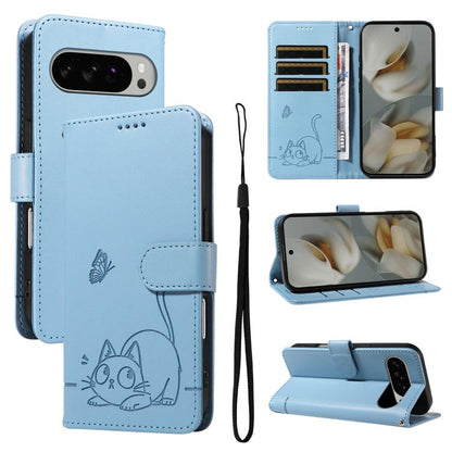 Adorable Cat Embossed Pattern Flip Leather Phone Case, For Google Pixel 10a, For Google Pixel 10 Pro XL 5G Global, For Google Pixel 10 / 10 Pro Global