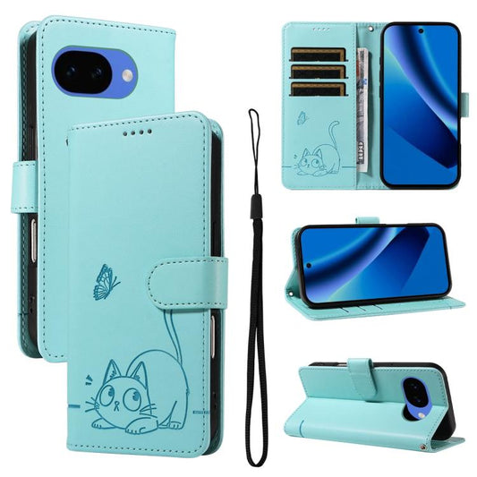 Adorable Cat Embossed Pattern Flip Leather Phone Case, For Google Pixel 10a, For Google Pixel 10 Pro XL 5G Global, For Google Pixel 10 / 10 Pro Global