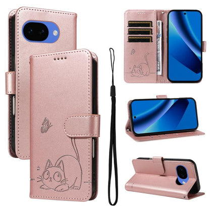 Adorable Cat Embossed Pattern Flip Leather Phone Case, For Google Pixel 10a, For Google Pixel 10 Pro XL 5G Global, For Google Pixel 10 / 10 Pro Global
