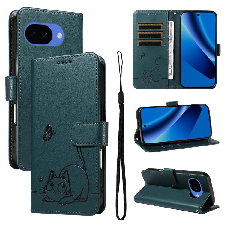 Adorable Cat Embossed Pattern Flip Leather Phone Case, For Google Pixel 10a, For Google Pixel 10 Pro XL 5G Global, For Google Pixel 10 / 10 Pro Global