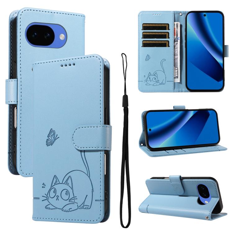 Adorable Cat Embossed Pattern Flip Leather Phone Case, For Google Pixel 10a, For Google Pixel 10 Pro XL 5G Global, For Google Pixel 10 / 10 Pro Global