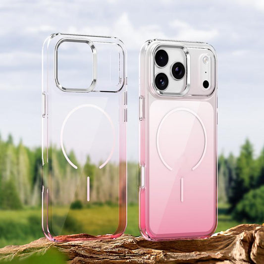 Metal Lens Frame Gradient PC MagSafe Phone Case, For iPhone 18 Pro / 17 Pro, For iPhone 18 Pro Max / 17 Pro Max, For iPhone 16 Pro Max, For iPhone 16 Pro, For iPhone 16, For iPhone 15 Pro Max, For iPhone 15 Pro, For iPhone 15, For iPhone 14 / 13       ...