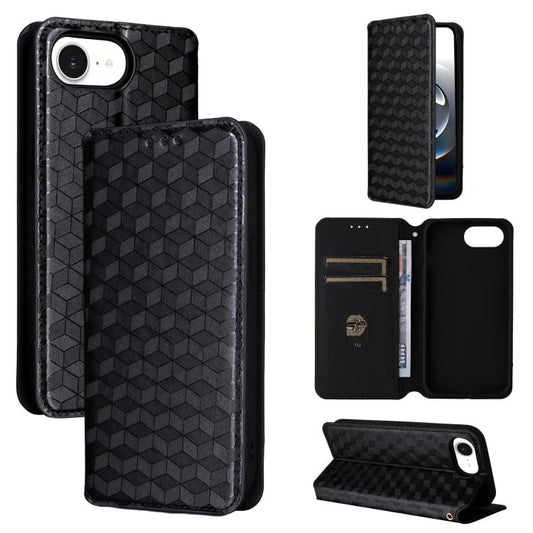 Cubic Grid Texture Flip Leather Phone Case, For iPhone 17e / 16e, For iPhone 17 Pro Max, For iPhone 17 Pro, For iPhone Air, For iPhone 16 Pro Max, For iPhone 16 Pro, For iPhone 16 Plus, For iPhone 16, For iPhone 15 Pro Max, For iPhone 15 Pro           ...