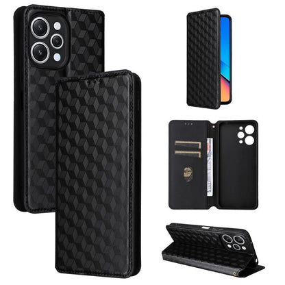 Cubic Grid Texture Flip Leather Phone Case, For Redmi Note 13 Pro 5G, For Redmi K70 / K70 Pro, For Redmi 12 4G, For Redmi Note 12S 4G Global, For Redmi Note 12 4G Global, For Redmi Note 12 Turbo 5G, For Redmi Note 12 Pro+ 5G Global                     ...