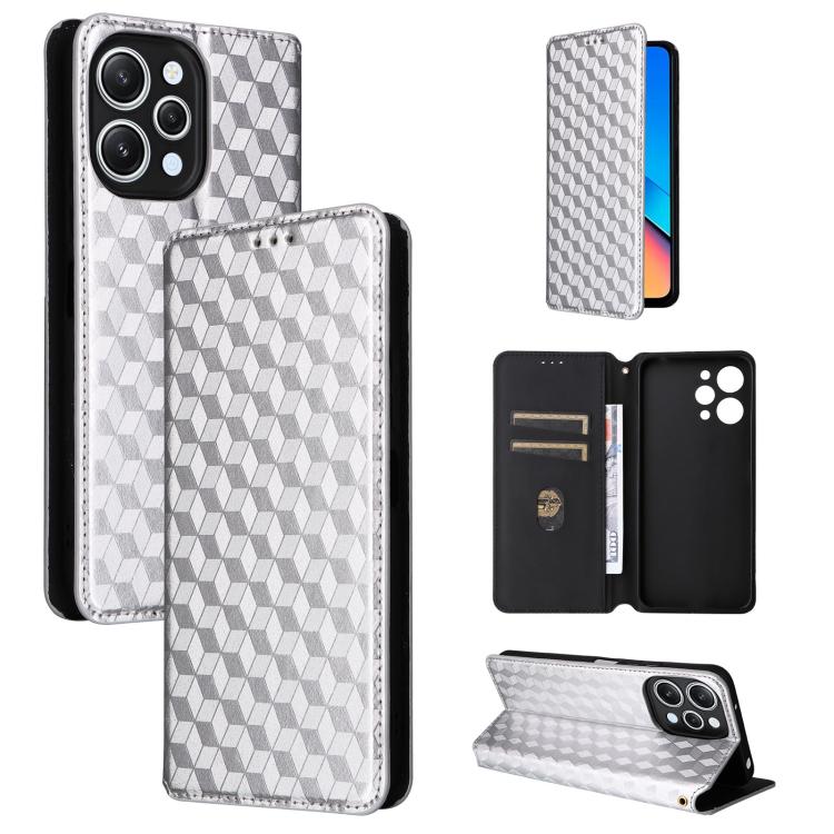 Cubic Grid Texture Flip Leather Phone Case, For Redmi Note 13 Pro 5G, For Redmi K70 / K70 Pro, For Redmi 12 4G, For Redmi Note 12S 4G Global, For Redmi Note 12 4G Global, For Redmi Note 12 Turbo 5G, For Redmi Note 12 Pro+ 5G Global                     ...