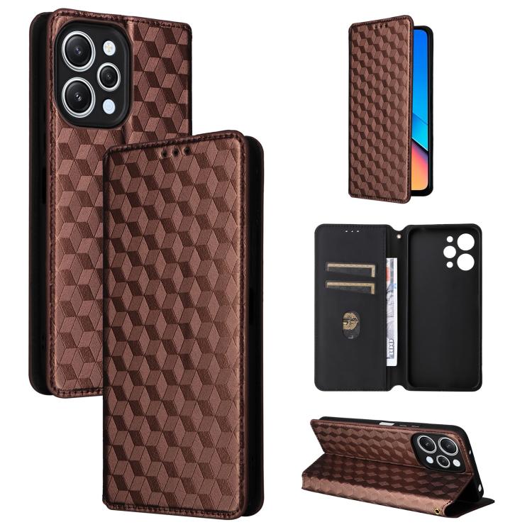 Cubic Grid Texture Flip Leather Phone Case, For Redmi Note 13 Pro 5G, For Redmi K70 / K70 Pro, For Redmi 12 4G, For Redmi Note 12S 4G Global, For Redmi Note 12 4G Global, For Redmi Note 12 Turbo 5G, For Redmi Note 12 Pro+ 5G Global                     ...