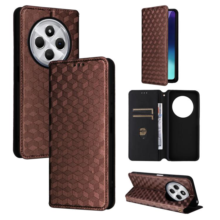 Cubic Grid Texture Flip Leather Phone Case, For Redmi 17C 4G / 14C / 14R / A4, For Redmi A7 Pro 171mm / Poco C85x 5G, For Redmi 15a 5G, For Redmi Turbo 5 Max / Poco X8 Pro Max, For Redmi Turbo 5 5G / Poco X8 Pro 5G                                      ...