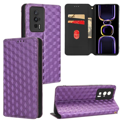 Cubic Grid Texture Flip Leather Phone Case, For Redmi Note 13 Pro 5G, For Redmi K70 / K70 Pro, For Redmi 12 4G, For Redmi Note 12S 4G Global, For Redmi Note 12 4G Global, For Redmi Note 12 Turbo 5G, For Redmi Note 12 Pro+ 5G Global                     ...