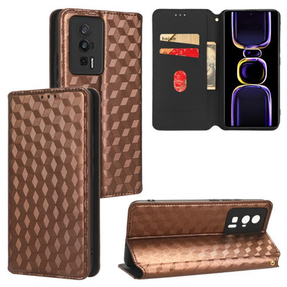 Cubic Grid Texture Flip Leather Phone Case, For Redmi Note 13 Pro 5G, For Redmi K70 / K70 Pro, For Redmi 12 4G, For Redmi Note 12S 4G Global, For Redmi Note 12 4G Global, For Redmi Note 12 Turbo 5G, For Redmi Note 12 Pro+ 5G Global                     ...
