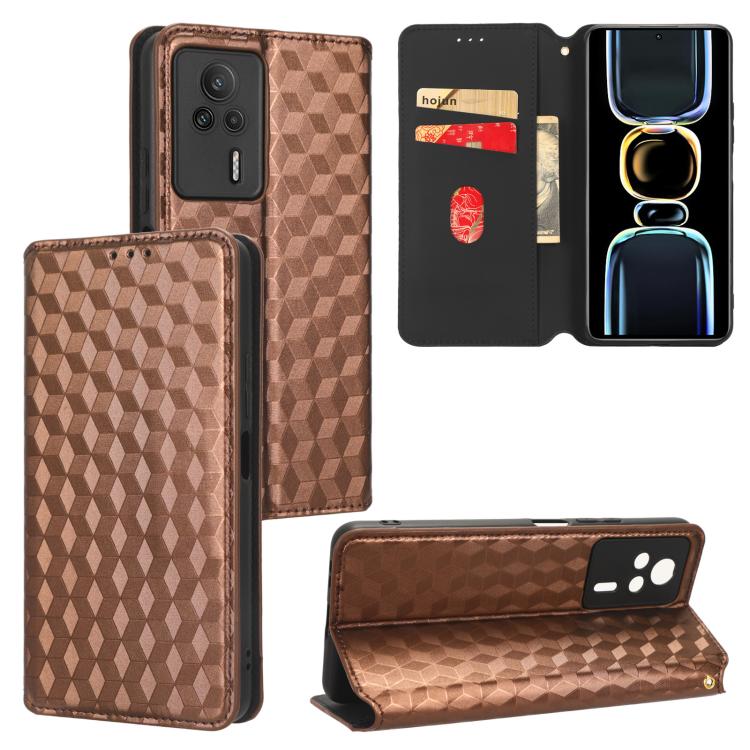 Cubic Grid Texture Flip Leather Phone Case, For Redmi Note 13 Pro 5G, For Redmi K70 / K70 Pro, For Redmi 12 4G, For Redmi Note 12S 4G Global, For Redmi Note 12 4G Global, For Redmi Note 12 Turbo 5G, For Redmi Note 12 Pro+ 5G Global                     ...