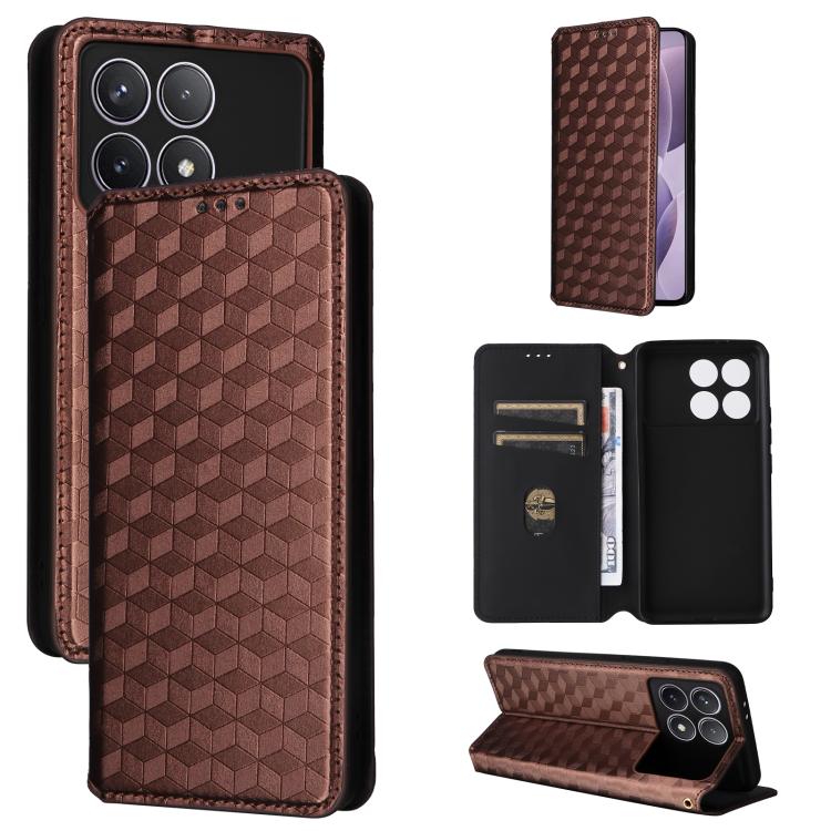 Cubic Grid Texture Flip Leather Phone Case, For Redmi Note 13 Pro 5G, For Redmi K70 / K70 Pro, For Redmi 12 4G, For Redmi Note 12S 4G Global, For Redmi Note 12 4G Global, For Redmi Note 12 Turbo 5G, For Redmi Note 12 Pro+ 5G Global                     ...