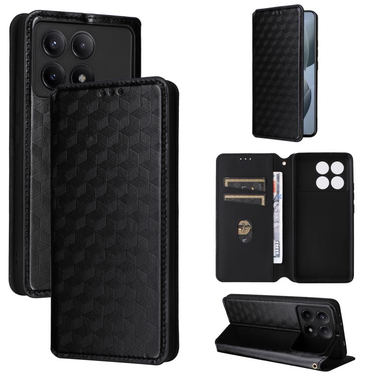 Cubic Grid Texture Flip Leather Phone Case, For Redmi K80 / K80 Pro, For Redmi Note 14 Pro 4G Global, For Redmi Note 14 4G 163.25mm, For Redmi Note 14 Pro+ 5G, For Redmi 14C 4G, For Redmi K70 Ultra, For Redmi 13 4G / Note 13R 5G, For Redmi Turbo 3 5G  ...