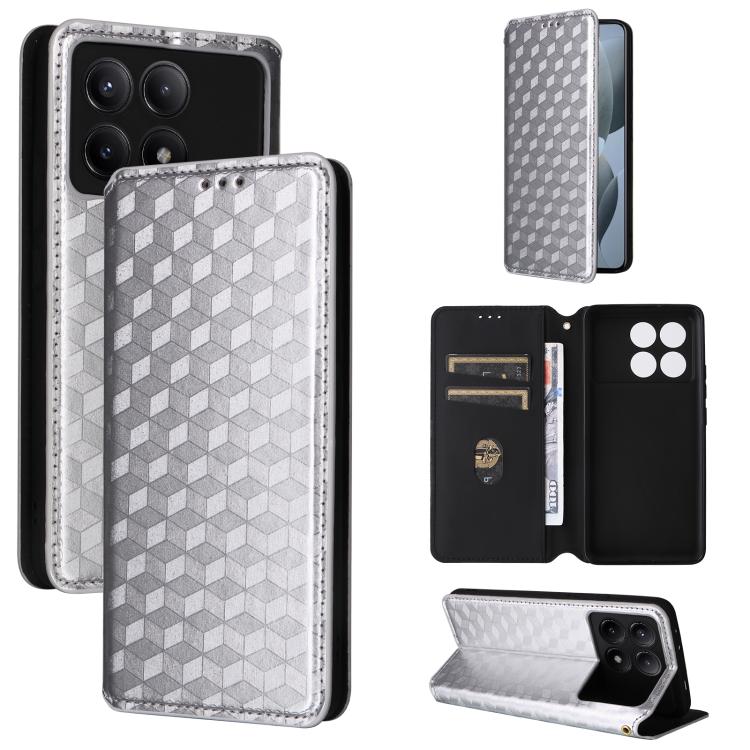 Cubic Grid Texture Flip Leather Phone Case, For Redmi K80 / K80 Pro, For Redmi Note 14 Pro 4G Global, For Redmi Note 14 4G 163.25mm, For Redmi Note 14 Pro+ 5G, For Redmi 14C 4G, For Redmi K70 Ultra, For Redmi 13 4G / Note 13R 5G, For Redmi Turbo 3 5G  ...