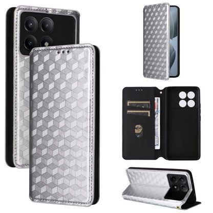 Cubic Grid Texture Flip Leather Phone Case, For Redmi K80 / K80 Pro, For Redmi Note 14 Pro 4G Global, For Redmi Note 14 4G 163.25mm, For Redmi Note 14 Pro+ 5G, For Redmi 14C 4G, For Redmi K70 Ultra, For Redmi 13 4G / Note 13R 5G, For Redmi Turbo 3 5G  ...