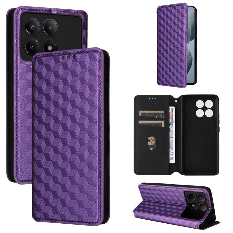 Cubic Grid Texture Flip Leather Phone Case, For Redmi K80 / K80 Pro, For Redmi Note 14 Pro 4G Global, For Redmi Note 14 4G 163.25mm, For Redmi Note 14 Pro+ 5G, For Redmi 14C 4G, For Redmi K70 Ultra, For Redmi 13 4G / Note 13R 5G, For Redmi Turbo 3 5G  ...