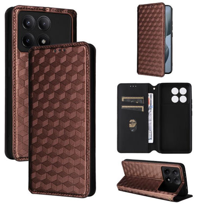 Cubic Grid Texture Flip Leather Phone Case, For Redmi K80 / K80 Pro, For Redmi Note 14 Pro 4G Global, For Redmi Note 14 4G 163.25mm, For Redmi Note 14 Pro+ 5G, For Redmi 14C 4G, For Redmi K70 Ultra, For Redmi 13 4G / Note 13R 5G, For Redmi Turbo 3 5G  ...