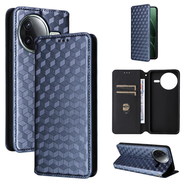 Cubic Grid Texture Flip Leather Phone Case, For Redmi K80 / K80 Pro, For Redmi Note 14 Pro 4G Global, For Redmi Note 14 4G 163.25mm, For Redmi Note 14 Pro+ 5G, For Redmi 14C 4G, For Redmi K70 Ultra, For Redmi 13 4G / Note 13R 5G, For Redmi Turbo 3 5G  ...