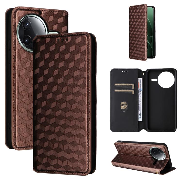 Cubic Grid Texture Flip Leather Phone Case, For Redmi K80 / K80 Pro, For Redmi Note 14 Pro 4G Global, For Redmi Note 14 4G 163.25mm, For Redmi Note 14 Pro+ 5G, For Redmi 14C 4G, For Redmi K70 Ultra, For Redmi 13 4G / Note 13R 5G, For Redmi Turbo 3 5G  ...