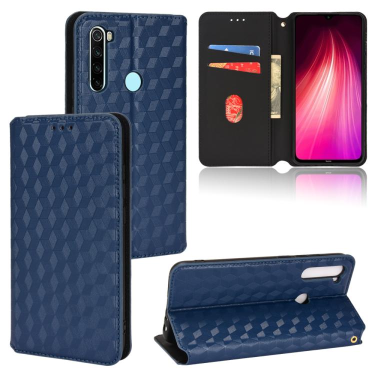 Cubic Grid Texture Flip Leather Phone Case, For Redmi Note 8 2021