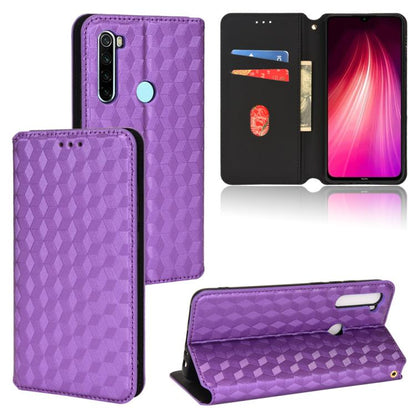 Cubic Grid Texture Flip Leather Phone Case, For Redmi Note 8 2021