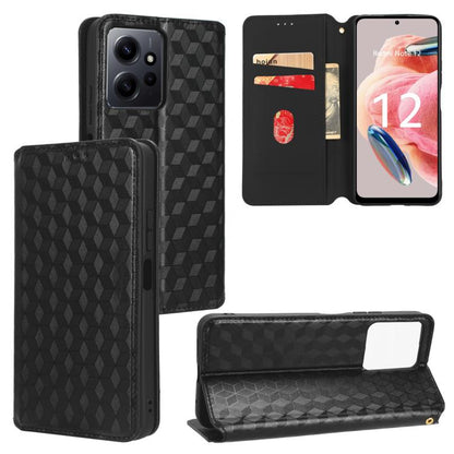 Cubic Grid Texture Flip Leather Phone Case, For Redmi Note 13 Pro 5G, For Redmi K70 / K70 Pro, For Redmi 12 4G, For Redmi Note 12S 4G Global, For Redmi Note 12 4G Global, For Redmi Note 12 Turbo 5G, For Redmi Note 12 Pro+ 5G Global                     ...