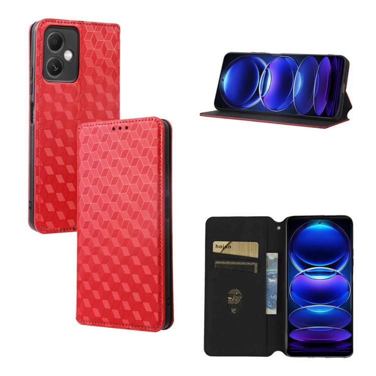 Cubic Grid Texture Flip Leather Phone Case, For Redmi Note 13 Pro 5G, For Redmi K70 / K70 Pro, For Redmi 12 4G, For Redmi Note 12S 4G Global, For Redmi Note 12 4G Global, For Redmi Note 12 Turbo 5G, For Redmi Note 12 Pro+ 5G Global                     ...
