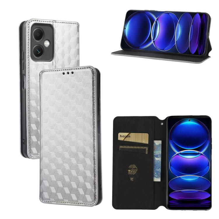 Cubic Grid Texture Flip Leather Phone Case, For Redmi Note 13 Pro 5G, For Redmi K70 / K70 Pro, For Redmi 12 4G, For Redmi Note 12S 4G Global, For Redmi Note 12 4G Global, For Redmi Note 12 Turbo 5G, For Redmi Note 12 Pro+ 5G Global                     ...