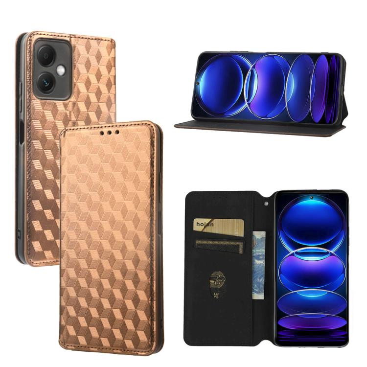 Cubic Grid Texture Flip Leather Phone Case, For Redmi Note 13 Pro 5G, For Redmi K70 / K70 Pro, For Redmi 12 4G, For Redmi Note 12S 4G Global, For Redmi Note 12 4G Global, For Redmi Note 12 Turbo 5G, For Redmi Note 12 Pro+ 5G Global                     ...