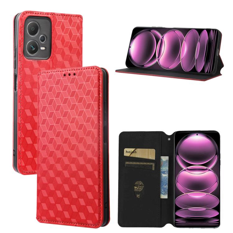 Cubic Grid Texture Flip Leather Phone Case, For Redmi Note 13 Pro 5G, For Redmi K70 / K70 Pro, For Redmi 12 4G, For Redmi Note 12S 4G Global, For Redmi Note 12 4G Global, For Redmi Note 12 Turbo 5G, For Redmi Note 12 Pro+ 5G Global                     ...