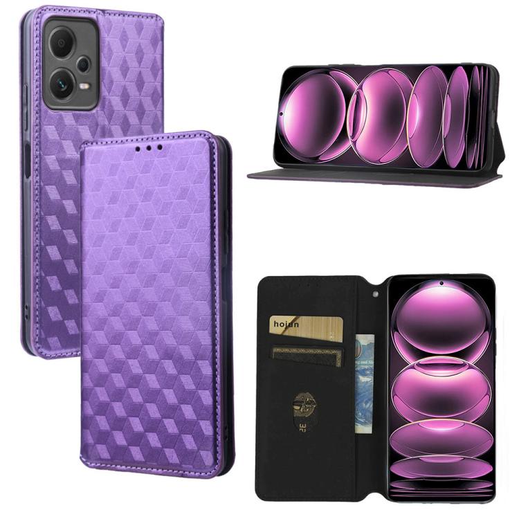 Cubic Grid Texture Flip Leather Phone Case, For Redmi Note 13 Pro 5G, For Redmi K70 / K70 Pro, For Redmi 12 4G, For Redmi Note 12S 4G Global, For Redmi Note 12 4G Global, For Redmi Note 12 Turbo 5G, For Redmi Note 12 Pro+ 5G Global                     ...