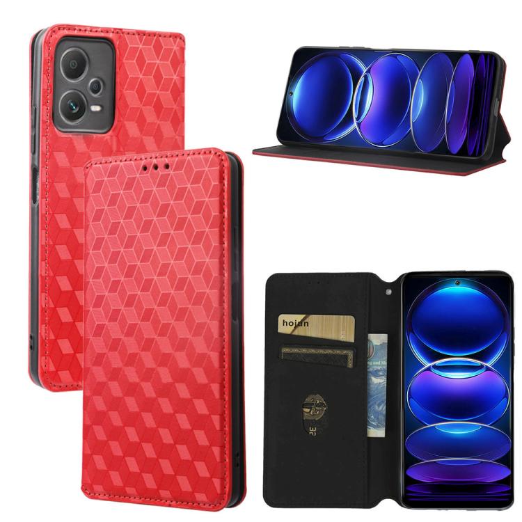 Cubic Grid Texture Flip Leather Phone Case, For Redmi Note 13 Pro 5G, For Redmi K70 / K70 Pro, For Redmi 12 4G, For Redmi Note 12S 4G Global, For Redmi Note 12 4G Global, For Redmi Note 12 Turbo 5G, For Redmi Note 12 Pro+ 5G Global                     ...