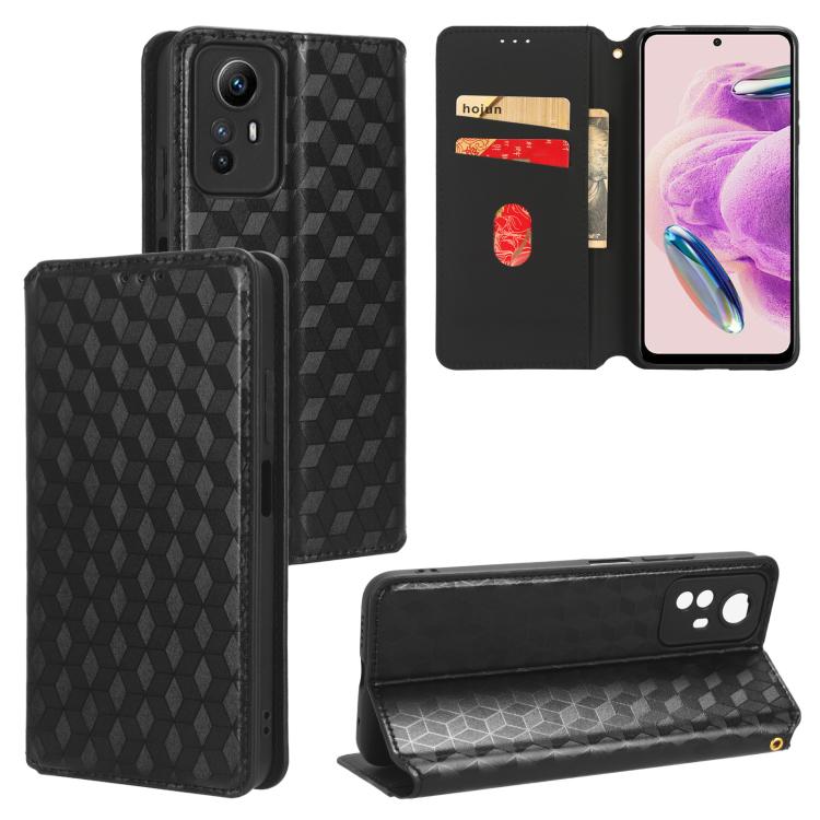 Cubic Grid Texture Flip Leather Phone Case, For Redmi Note 13 Pro 5G, For Redmi K70 / K70 Pro, For Redmi 12 4G, For Redmi Note 12S 4G Global, For Redmi Note 12 4G Global, For Redmi Note 12 Turbo 5G, For Redmi Note 12 Pro+ 5G Global                     ...