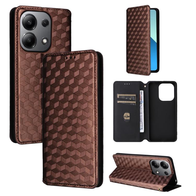 Cubic Grid Texture Flip Leather Phone Case, For Redmi K80 / K80 Pro, For Redmi Note 14 Pro 4G Global, For Redmi Note 14 4G 163.25mm, For Redmi Note 14 Pro+ 5G, For Redmi 14C 4G, For Redmi K70 Ultra, For Redmi 13 4G / Note 13R 5G, For Redmi Turbo 3 5G  ...