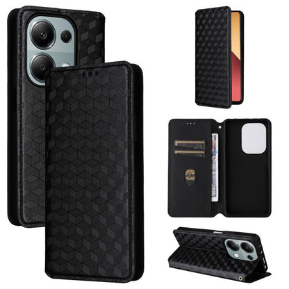 Cubic Grid Texture Flip Leather Phone Case, For Redmi K80 / K80 Pro, For Redmi Note 14 Pro 4G Global, For Redmi Note 14 4G 163.25mm, For Redmi Note 14 Pro+ 5G, For Redmi 14C 4G, For Redmi K70 Ultra, For Redmi 13 4G / Note 13R 5G, For Redmi Turbo 3 5G  ...