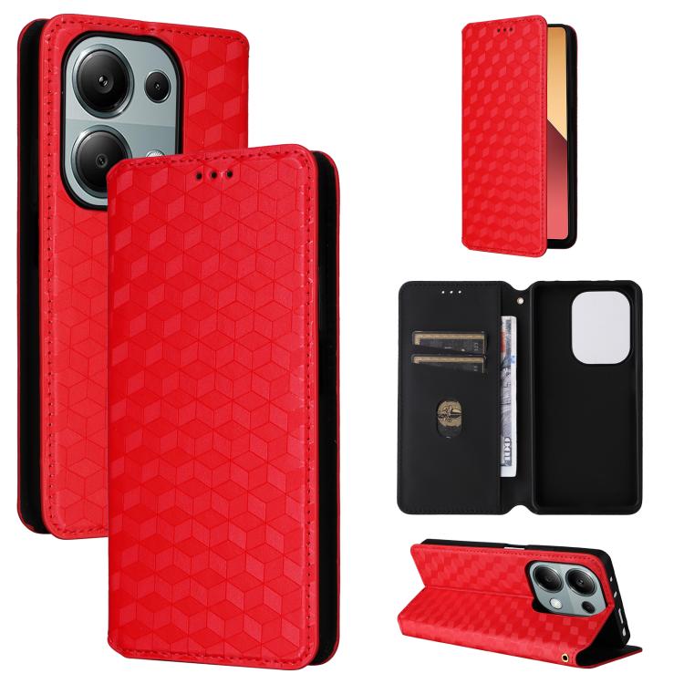 Cubic Grid Texture Flip Leather Phone Case, For Redmi K80 / K80 Pro, For Redmi Note 14 Pro 4G Global, For Redmi Note 14 4G 163.25mm, For Redmi Note 14 Pro+ 5G, For Redmi 14C 4G, For Redmi K70 Ultra, For Redmi 13 4G / Note 13R 5G, For Redmi Turbo 3 5G  ...