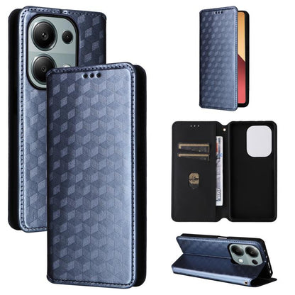 Cubic Grid Texture Flip Leather Phone Case, For Redmi K80 / K80 Pro, For Redmi Note 14 Pro 4G Global, For Redmi Note 14 4G 163.25mm, For Redmi Note 14 Pro+ 5G, For Redmi 14C 4G, For Redmi K70 Ultra, For Redmi 13 4G / Note 13R 5G, For Redmi Turbo 3 5G  ...