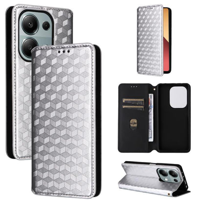 Cubic Grid Texture Flip Leather Phone Case, For Redmi K80 / K80 Pro, For Redmi Note 14 Pro 4G Global, For Redmi Note 14 4G 163.25mm, For Redmi Note 14 Pro+ 5G, For Redmi 14C 4G, For Redmi K70 Ultra, For Redmi 13 4G / Note 13R 5G, For Redmi Turbo 3 5G  ...