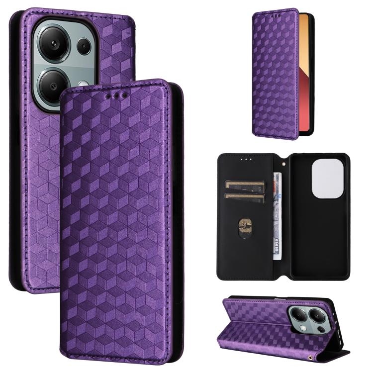 Cubic Grid Texture Flip Leather Phone Case, For Redmi K80 / K80 Pro, For Redmi Note 14 Pro 4G Global, For Redmi Note 14 4G 163.25mm, For Redmi Note 14 Pro+ 5G, For Redmi 14C 4G, For Redmi K70 Ultra, For Redmi 13 4G / Note 13R 5G, For Redmi Turbo 3 5G  ...