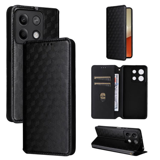 Cubic Grid Texture Flip Leather Phone Case, For Redmi Note 13 Pro 5G, For Redmi K70 / K70 Pro, For Redmi 12 4G, For Redmi Note 12S 4G Global, For Redmi Note 12 4G Global, For Redmi Note 12 Turbo 5G, For Redmi Note 12 Pro+ 5G Global