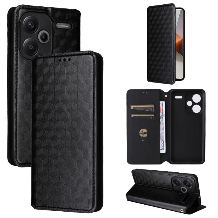 Cubic Grid Texture Flip Leather Phone Case, For Redmi K80 / K80 Pro, For Redmi Note 14 Pro 4G Global, For Redmi Note 14 4G 163.25mm, For Redmi Note 14 Pro+ 5G, For Redmi 14C 4G, For Redmi K70 Ultra, For Redmi 13 4G / Note 13R 5G, For Redmi Turbo 3 5G  ...