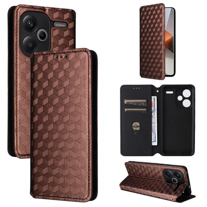 Cubic Grid Texture Flip Leather Phone Case, For Redmi K80 / K80 Pro, For Redmi Note 14 Pro 4G Global, For Redmi Note 14 4G 163.25mm, For Redmi Note 14 Pro+ 5G, For Redmi 14C 4G, For Redmi K70 Ultra, For Redmi 13 4G / Note 13R 5G, For Redmi Turbo 3 5G  ...