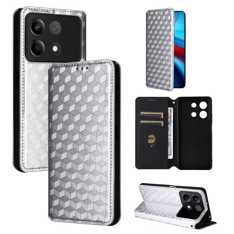 Cubic Grid Texture Flip Leather Phone Case, For Redmi K80 / K80 Pro, For Redmi Note 14 Pro 4G Global, For Redmi Note 14 4G 163.25mm, For Redmi Note 14 Pro+ 5G, For Redmi 14C 4G, For Redmi K70 Ultra, For Redmi 13 4G / Note 13R 5G, For Redmi Turbo 3 5G  ...
