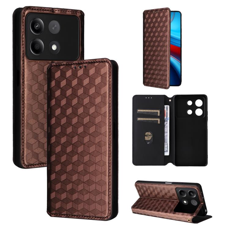Cubic Grid Texture Flip Leather Phone Case, For Redmi K80 / K80 Pro, For Redmi Note 14 Pro 4G Global, For Redmi Note 14 4G 163.25mm, For Redmi Note 14 Pro+ 5G, For Redmi 14C 4G, For Redmi K70 Ultra, For Redmi 13 4G / Note 13R 5G, For Redmi Turbo 3 5G  ...