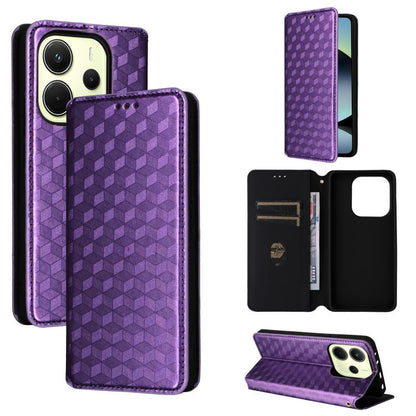 Cubic Grid Texture Flip Leather Phone Case, For Redmi K80 / K80 Pro, For Redmi Note 14 Pro 4G Global, For Redmi Note 14 4G 163.25mm, For Redmi Note 14 Pro+ 5G, For Redmi 14C 4G, For Redmi K70 Ultra, For Redmi 13 4G / Note 13R 5G, For Redmi Turbo 3 5G  ...